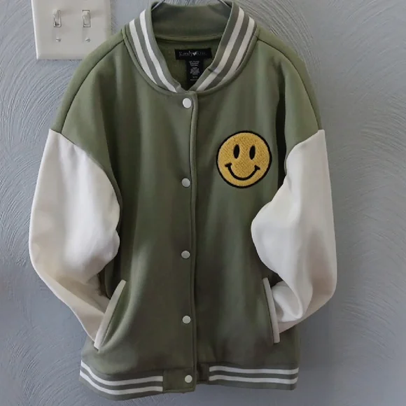 Youth Varsity Jacket with Smiley Patch EUC - Picture 6 of 6